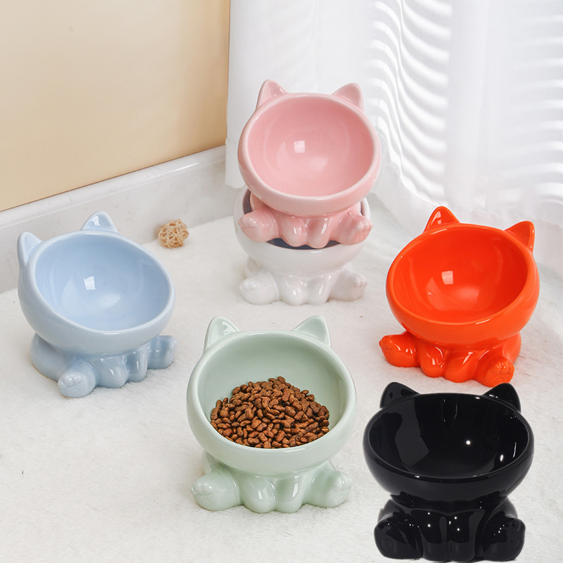 Tilted Ceramic Pet Bowl