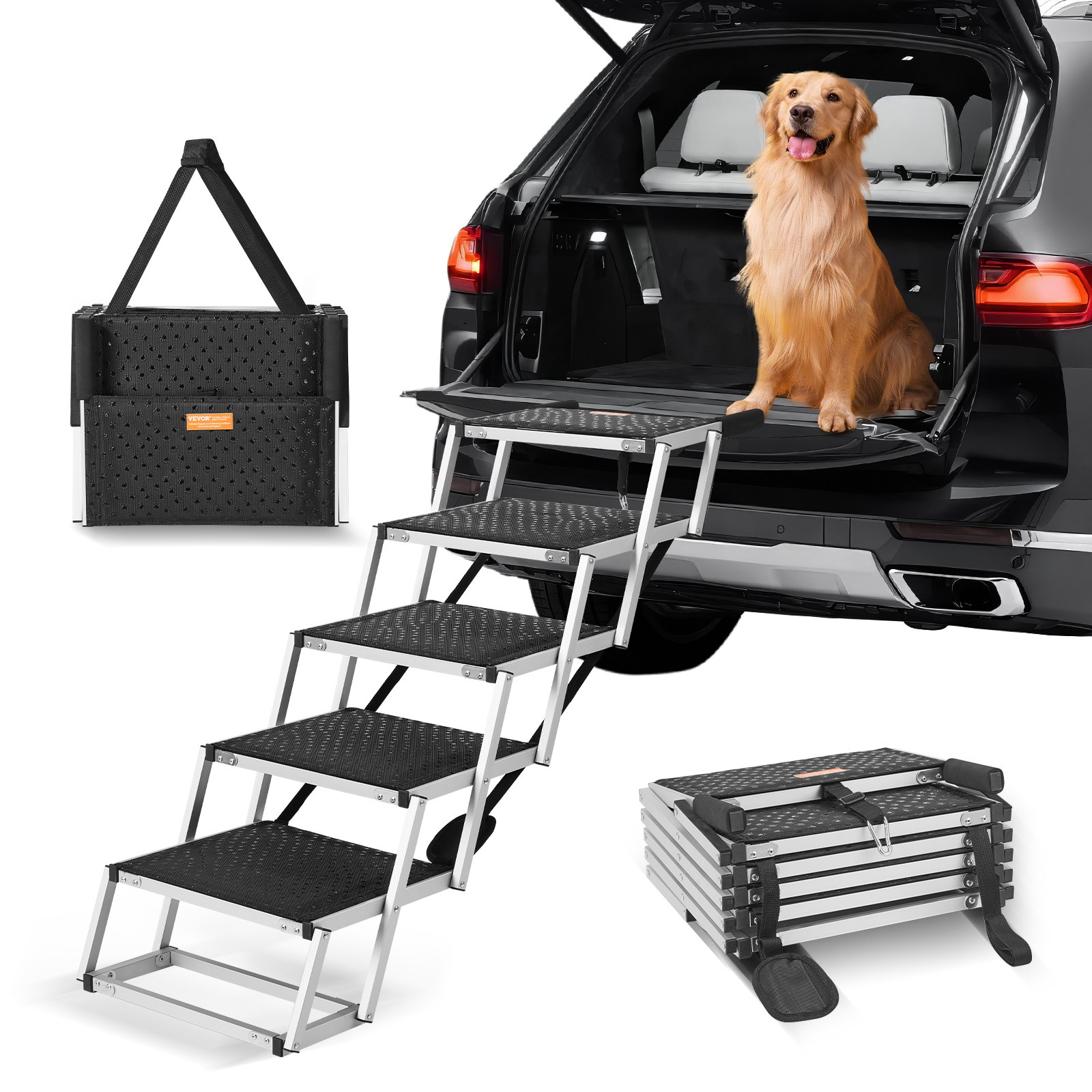 Folding 5-Step Car Dog Steps